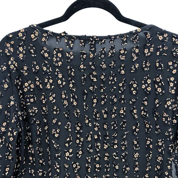 PENTA Chic Floral Print Lined Blouse in Black Fairy Bell Sleeves Women’s Large - Picture 6 of 10